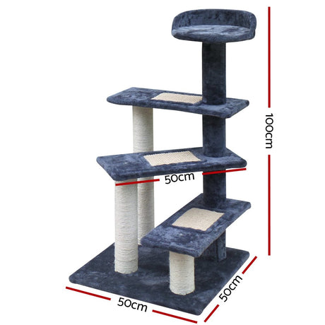 Pet Care > Cat Supplies i.Pet Cat Tree 100cm Trees Scratching Post Scratcher Tower Condo House Furniture Wood Steps