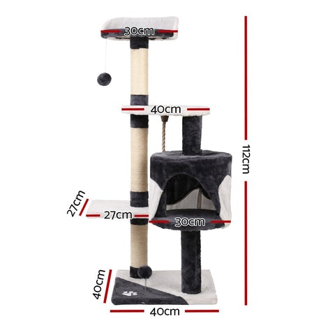 Pet Care > Cat Supplies i.Pet Cat Tree 112cm Trees Scratching Post Scratcher Tower Condo House Furniture Wood