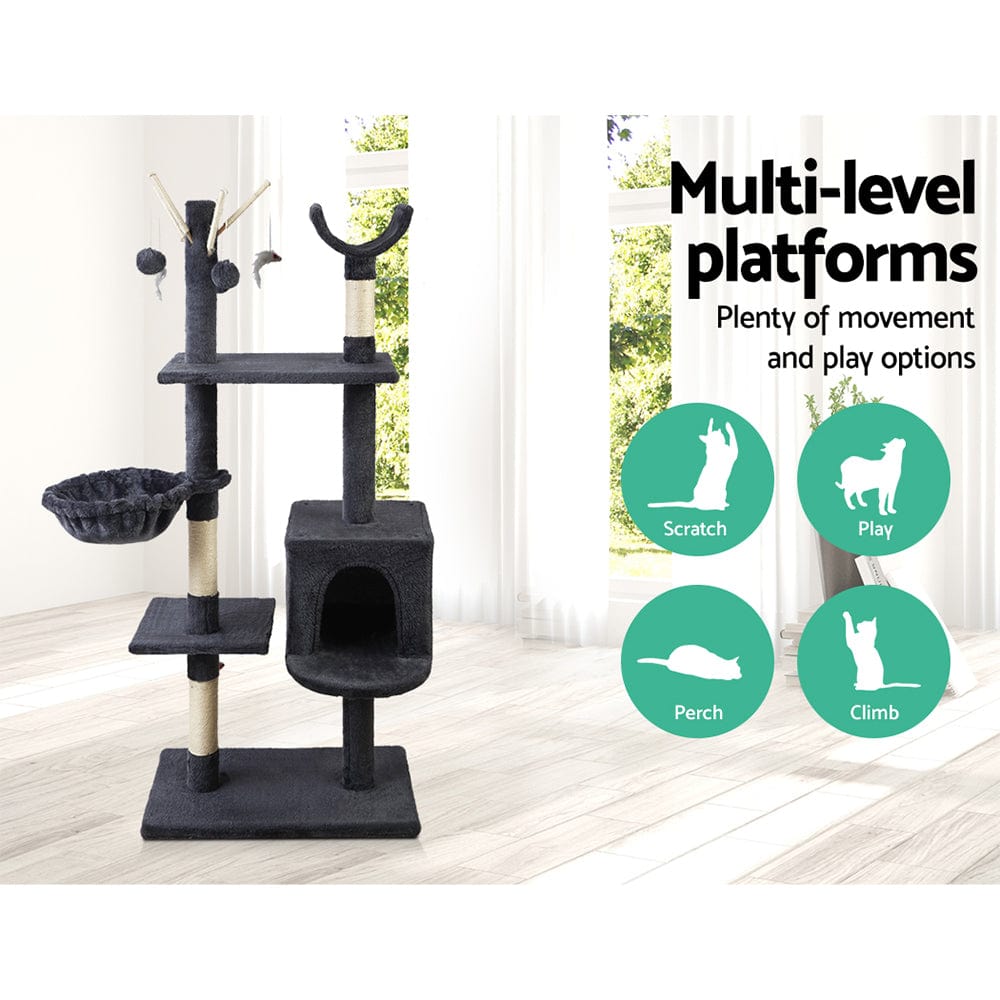 Pet Care > Cat Supplies i.Pet Cat Tree 140cm Trees Scratching Post Scratcher Tower Condo House Furniture Wood