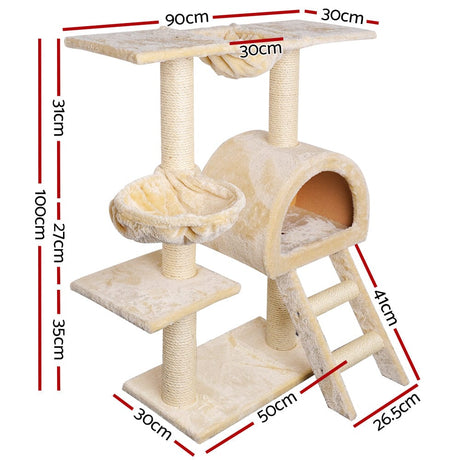 Pet Care > Cat Supplies i.Pet Cat Tree Trees Scratching Post Scratcher Condo Tower House Bed Beige 100cm