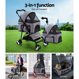 Pet Care > Dog Supplies i.Pet Pet Stroller Dog Carrier Foldable Pram 3 IN 1 Middle Size Grey
