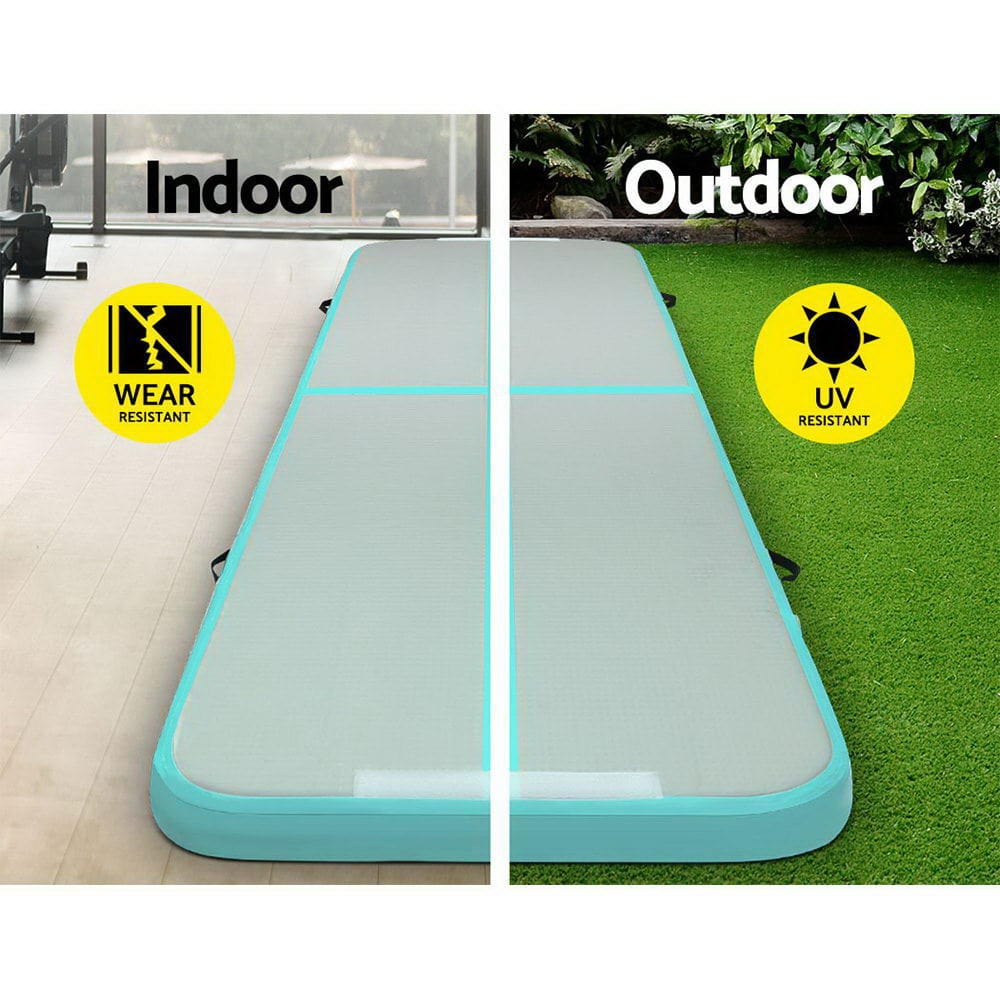 Sports & Fitness > Fitness Accessories Everfit 3m x 1m Air Track Mat Gymnastic Tumbling Mint Green and Grey