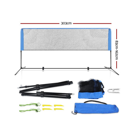Sports & Fitness > Fitness Accessories Everfit Portable Sports Net Stand Badminton Volleyball Tennis Soccer 3m 3ft Blue