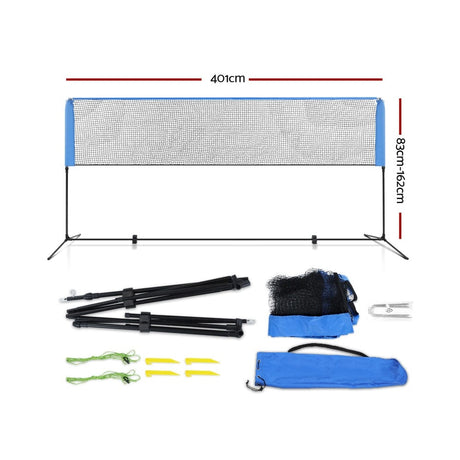 Sports & Fitness > Fitness Accessories Everfit Portable Sports Net Stand Badminton Volleyball Tennis Soccer 4m 4ft Blue