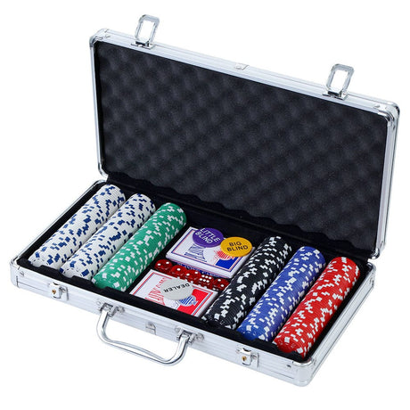 Sports & Fitness > Fitness Accessories Poker Chip Set 300PC Chips TEXAS HOLD'EM Casino Gambling Dice Cards