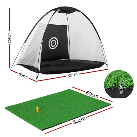 Sports & Fitness > Golf Everfit Golf Practice Net And Training Mat Set Cage Training Aid Hitting Mat