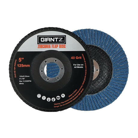 Tools > Industrial Tools Giantz 100 PCS Zirconia Sanding Flap Disc 5" 125mm 40Grit Angle Grinding Wheel