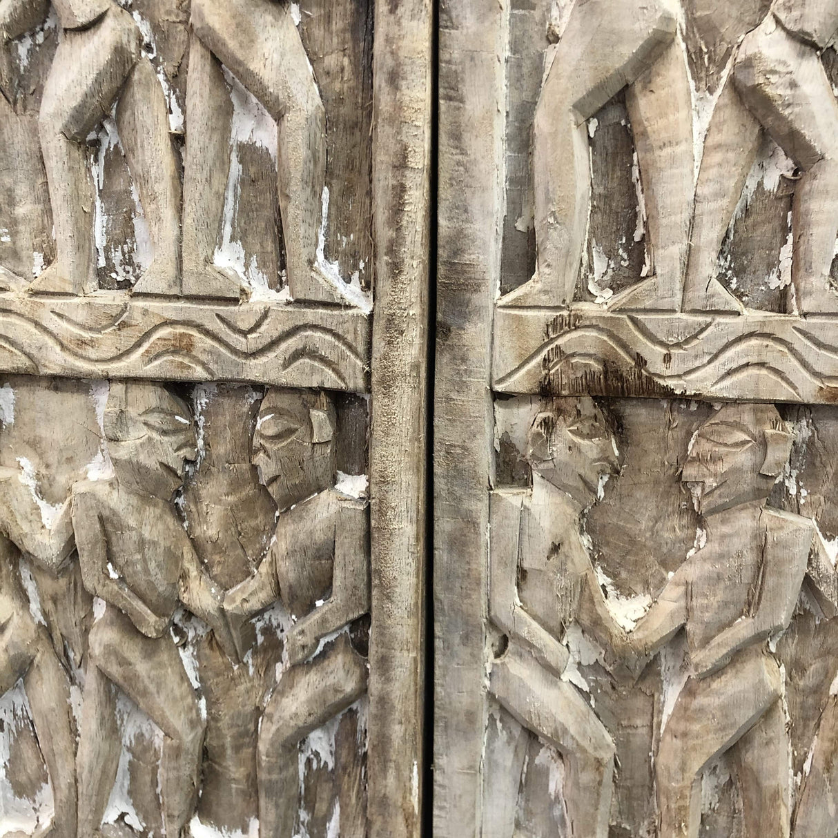 Home Decor Indian Handmade Door Panel Ornate Anqitue Carved Wooden Art Panel from India - Impulse Imports