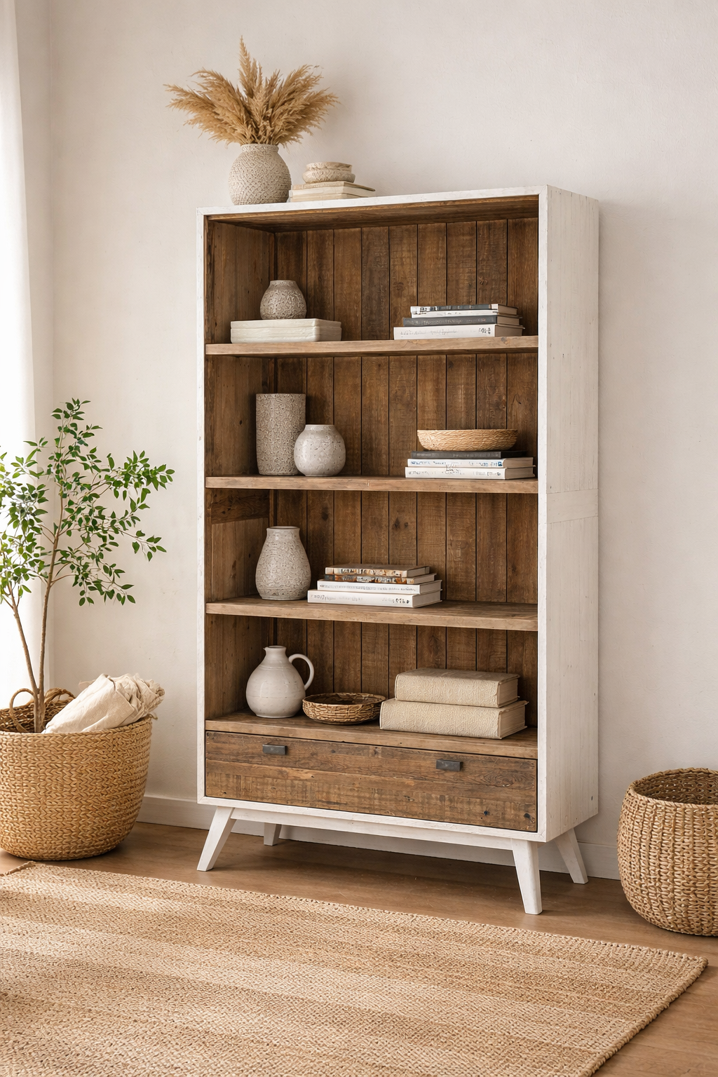 Bookcase Recycled Whitewash