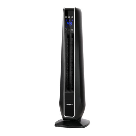 Appliances > Heaters Devanti Electric Ceramic Tower Fan Heater Portable Oscillating Remote Control 2400W Black