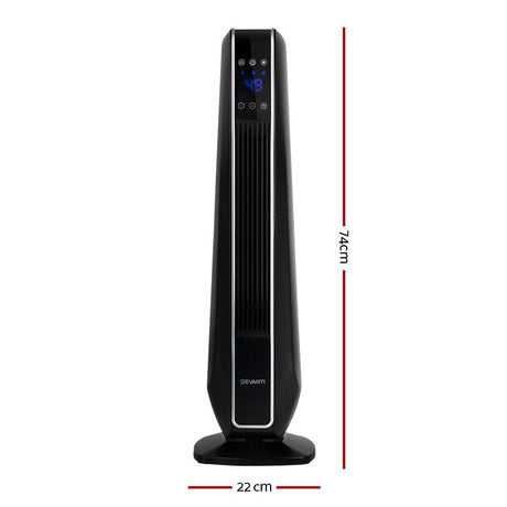 Appliances > Heaters Devanti Electric Ceramic Tower Fan Heater Portable Oscillating Remote Control 2400W Black