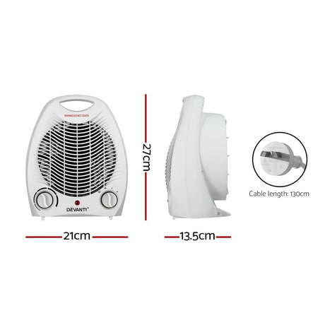 Appliances > Heaters Devanti Electric Fan Heater Portable Room Office Heaters Hot Cool Wind 2000W