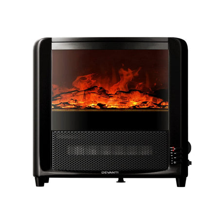 Appliances > Heaters Devanti Electric Fireplace 3D Flame Effect Timer Portable Indoor Heater 2000W