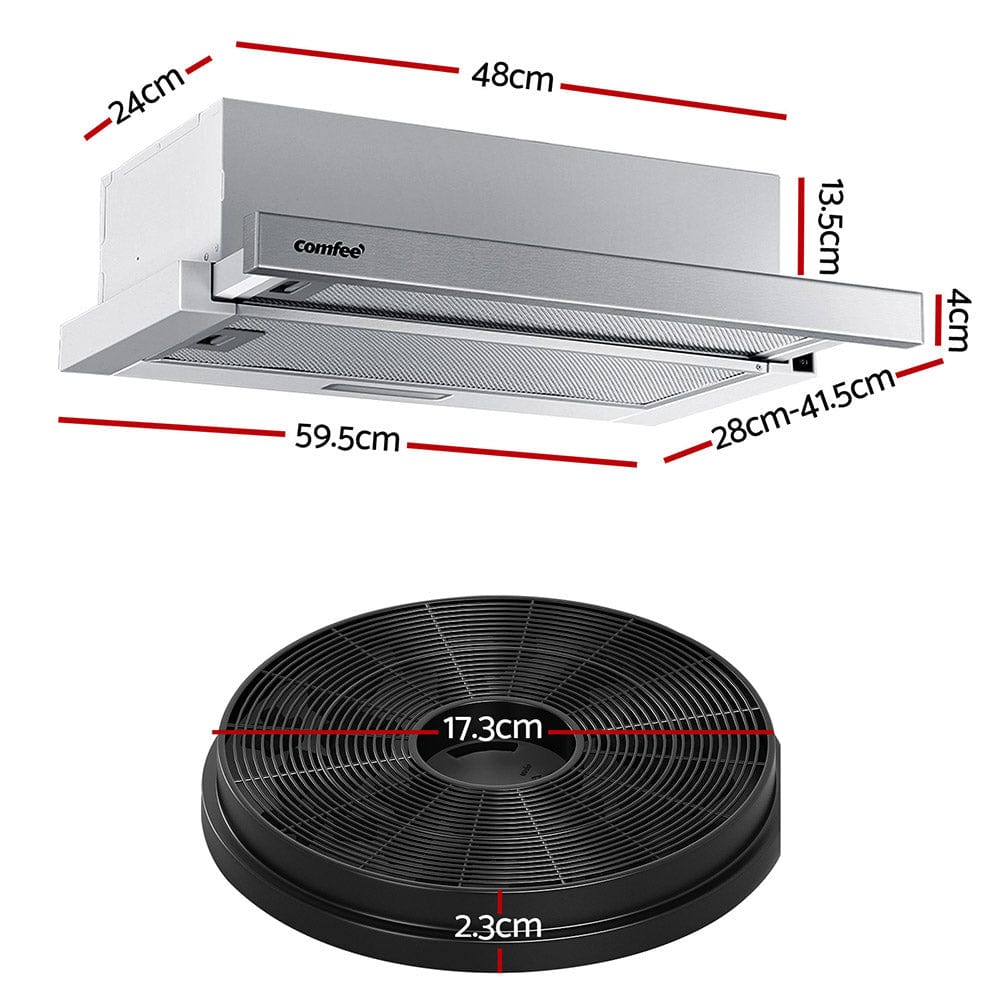 Appliances > Kitchen Appliances Comfee Rangehood 600mm Slide Out Stainless Steel Canopy Filter Replacement 2PCS