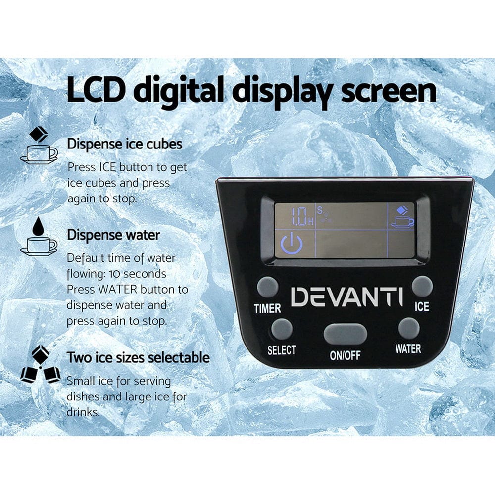 Appliances > Kitchen Appliances Devanti 2L Portable Ice Cuber Maker & Water Dispenser - Silver