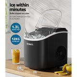 Appliances > Kitchen Appliances Devanti Portable Ice Maker Machine Ice Cube Tray 12kg Bar Countertop Black