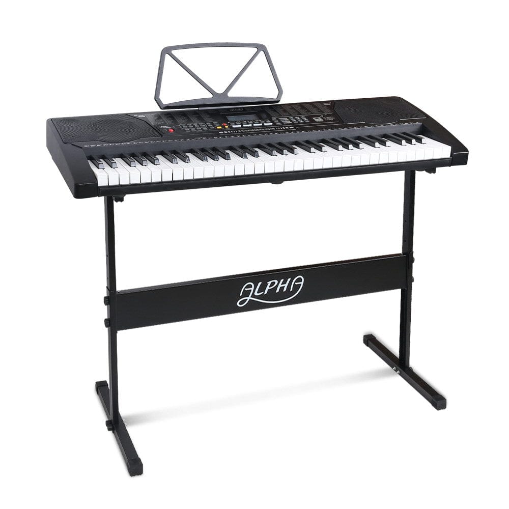 Audio & Video > Musical Instrument & Accessories Alpha 61 Key Lighted Electronic Piano Keyboard LCD Electric w/ Holder Music Stand