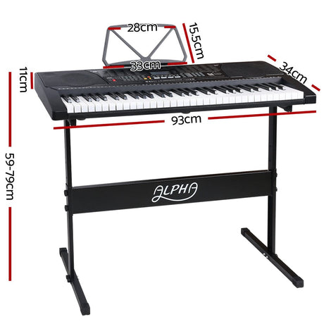Audio & Video > Musical Instrument & Accessories Alpha 61 Key Lighted Electronic Piano Keyboard LCD Electric w/ Holder Music Stand