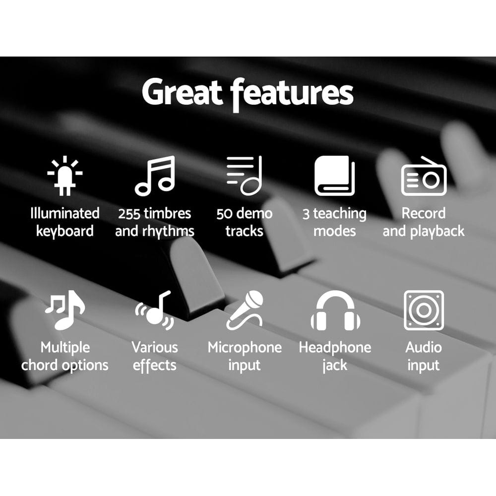 Audio & Video > Musical Instrument & Accessories Alpha 61 Key Lighted Electronic Piano Keyboard LED Electric Holder Music Stand