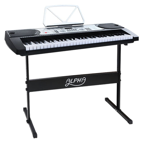 Audio & Video > Musical Instrument & Accessories Alpha 61 Keys Electronic Piano Keyboard LED Electric Silver with Music Stand for Beginner