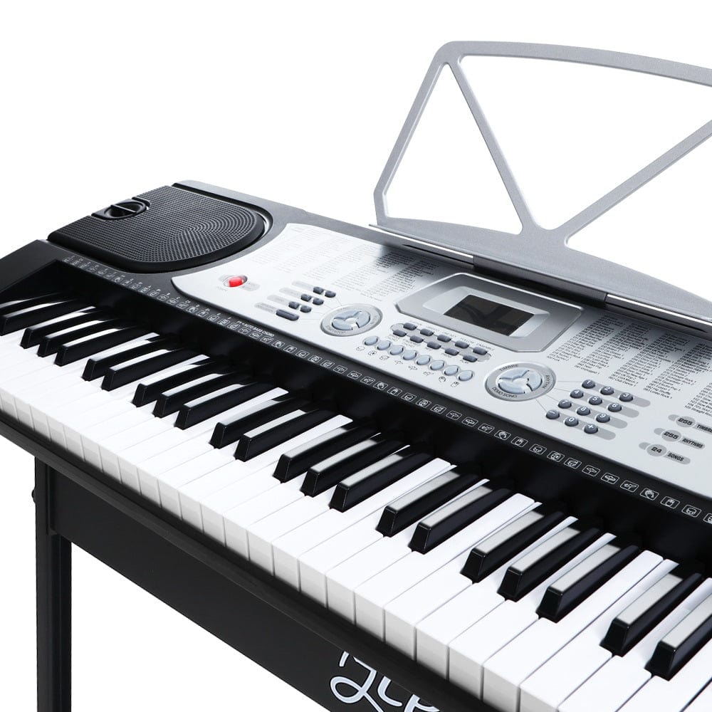 Audio & Video > Musical Instrument & Accessories Alpha 61 Keys Electronic Piano Keyboard LED Electric Silver with Music Stand for Beginner