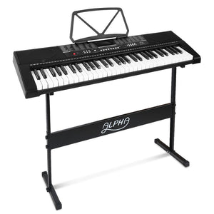 Alpha 61 Keys Electronic Piano Keyboard LED Electric w Holder