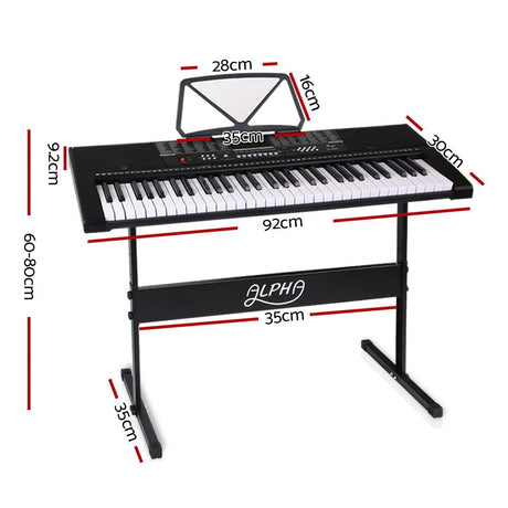 Audio & Video > Musical Instrument & Accessories Alpha 61 Keys Electronic Piano Keyboard LED Electric w/Holder Music Stand USB Port