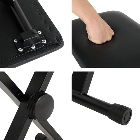 Audio & Video > Musical Instrument & Accessories Alpha Piano Stool Adjustable Height Keyboard Seat Portable Bench Chair Black