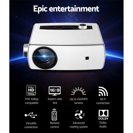 Audio & Video > Projectors & Accessories Devanti Mini Video Projector Wifi USB HDMI Portable HD 1080P Home Movie