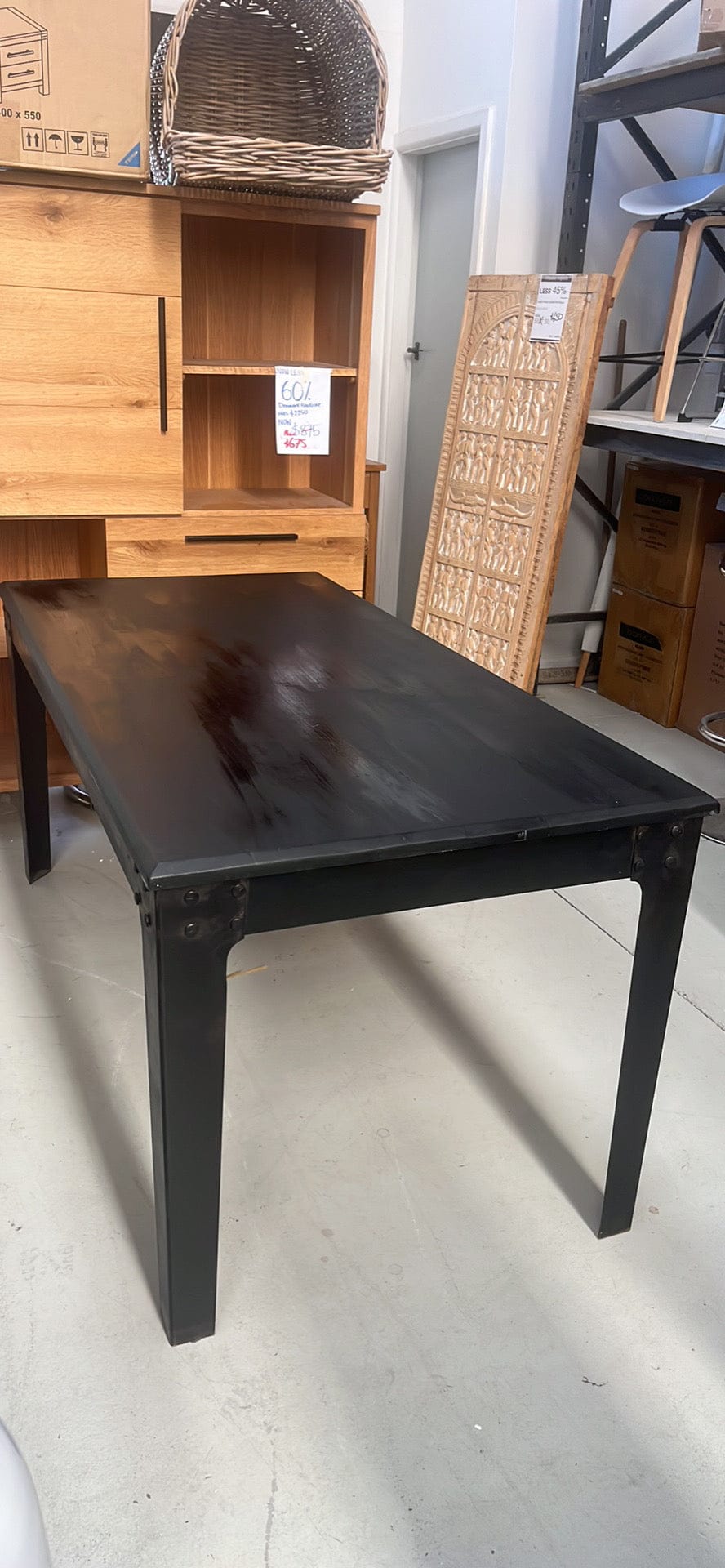 Black top Metal Dining table Black top Metal Dining table