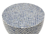 Capiz Coffee Table - White & Blue - 44cms