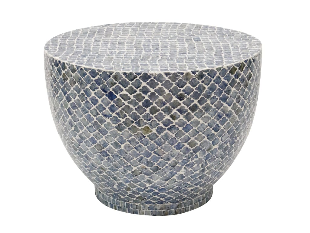 Capiz Coffee Table - White & Blue - 44cms