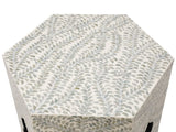 Capiz Coffee Table - White & Blue - 50cms