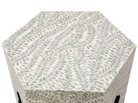 Capiz Coffee Table - White & Blue - 50cms