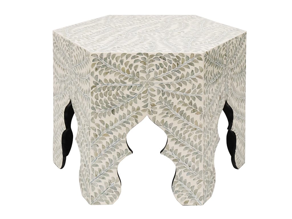 Capiz Coffee Table - White & Blue - 50cms