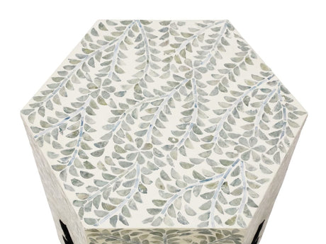 Capiz White and Blue Side Table