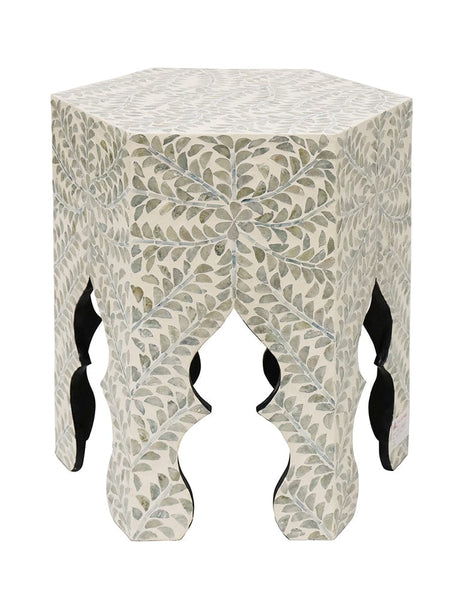 Capiz White and Blue Side Table