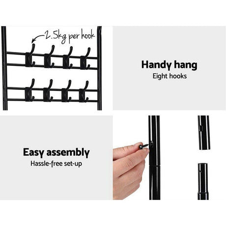 Furniture > Living Room Artiss Clothes Rack Coat Stand Garment Portable Hanger Airer Organiser Shoe Storage Metal Black