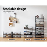 Furniture > Living Room Artiss Shoe Rack Stackable Shelves 4 Tiers 55cm Shoes Storage Stand Black