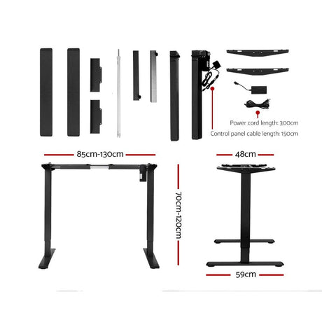 Furniture > Office Artiss Standing Desk Sit Stand Motorised Height Adjustable Frame Only Black