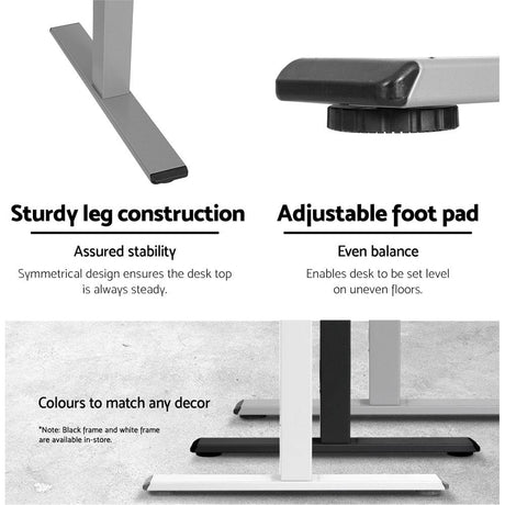 Furniture > Office Artiss Standing Desk Sit Stand Motorised Height Adjustable Frame Only Grey