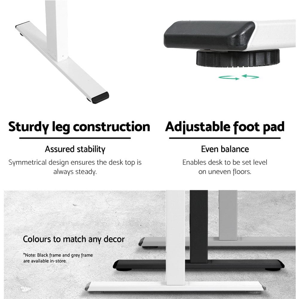 Furniture > Office Artiss Standing Desk Sit Stand Motorised Height Adjustable Frame Only White