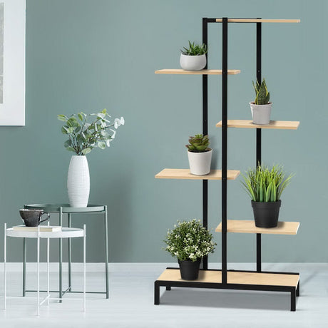 Furniture > Outdoor Artiss 6-tier Indoor Outdoor Metal Wood Plant Stand Garden Shelf Garden Display