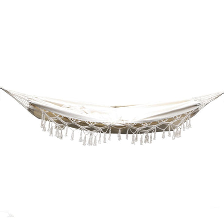 Furniture > Outdoor Gardeon Hanging Tassel Hammock Swing Bed Cream