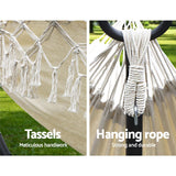 Furniture > Outdoor Gardeon Hanging Tassel Hammock Swing Bed Cream