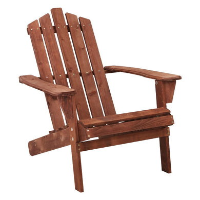 Furniture > Outdoor Gardeon Outdoor Sun Lounge Beach Chairs Table Setting Wooden Adirondack Patio Brown Chair