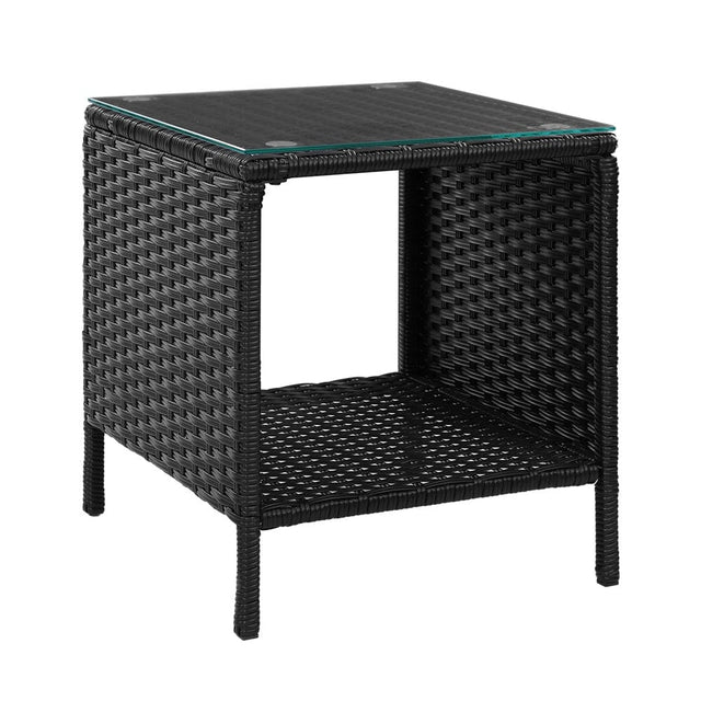 Furniture > Outdoor Gardeon Side Table Coffee Patio Outdoor Furniture Rattan Desk Indoor Garden Black