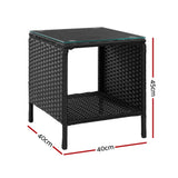 Furniture > Outdoor Gardeon Side Table Coffee Patio Outdoor Furniture Rattan Desk Indoor Garden Black