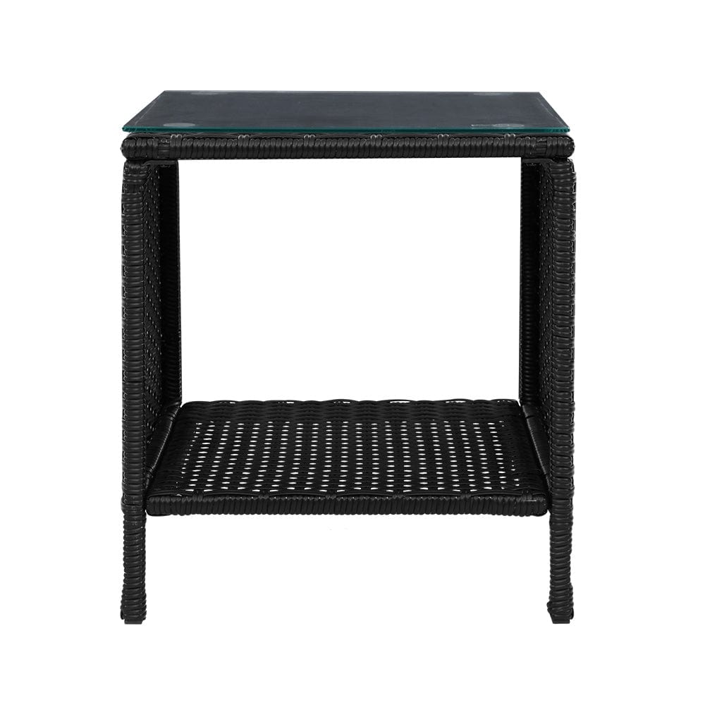 Furniture > Outdoor Gardeon Side Table Coffee Patio Outdoor Furniture Rattan Desk Indoor Garden Black