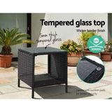 Furniture > Outdoor Gardeon Side Table Coffee Patio Outdoor Furniture Rattan Desk Indoor Garden Black